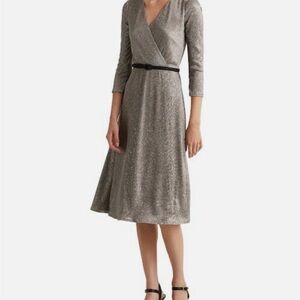 ❤️New Ralph Lauren Silver Midi Dress